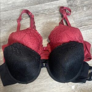 Elegant Lace Women's Bra - Black and Red